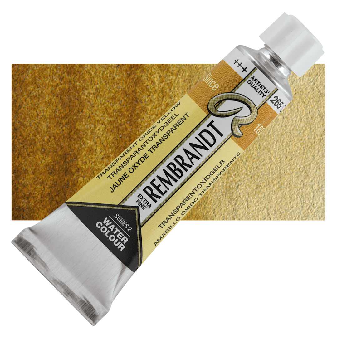 Open in modal - Rembrandt Artist Watercolor - Transparent Oxide Yellow, 10 ml tube and swatch