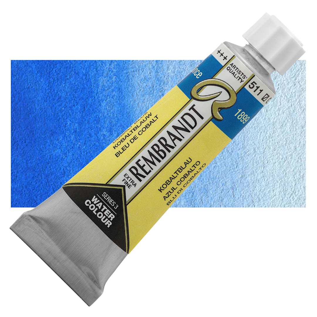 Open in modal - Rembrandt Artist Watercolor - Cobalt Blue, 10 ml tube and swatch