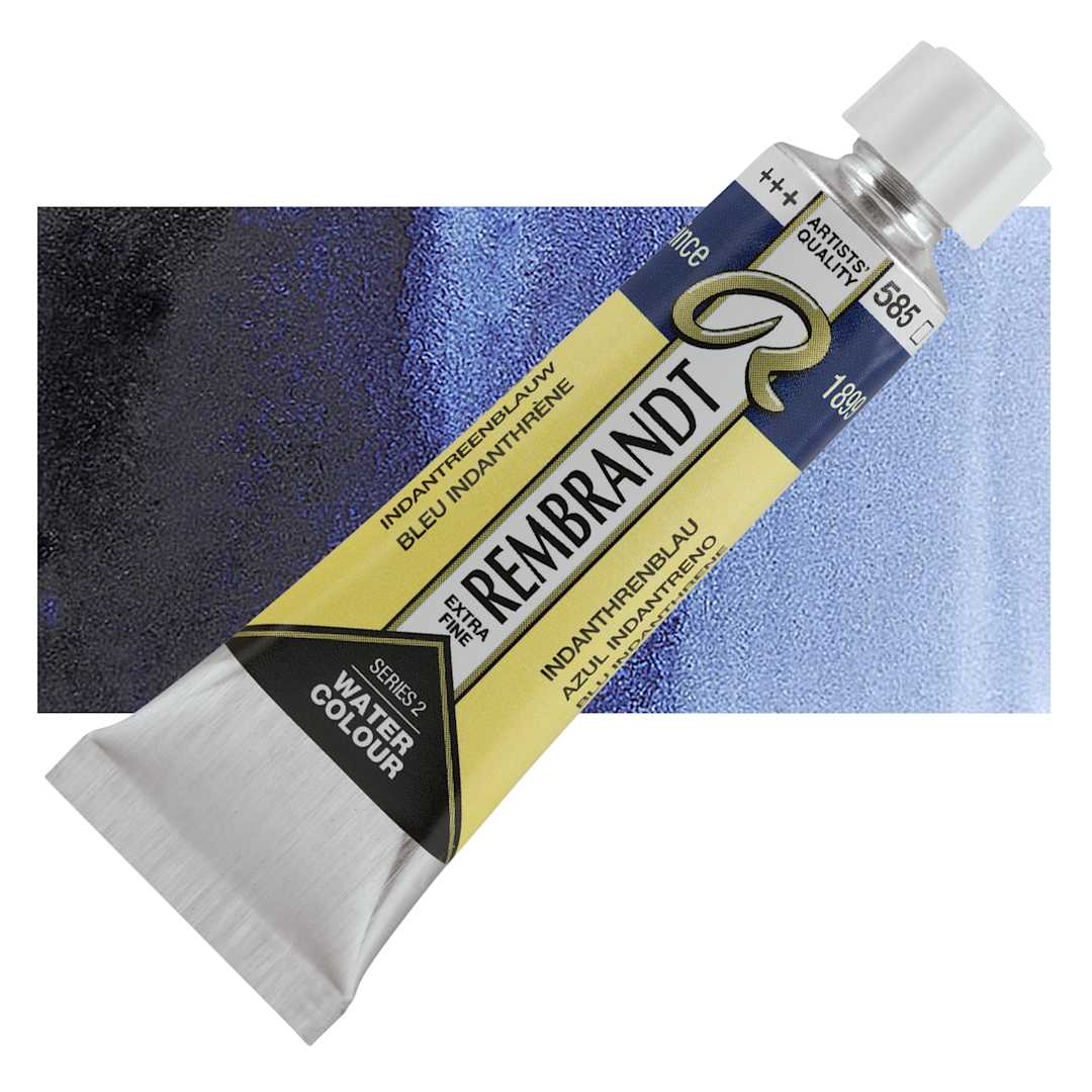 Open in modal - Rembrandt Artist Watercolor - Indanthrene Blue, 10 ml tube and swatch