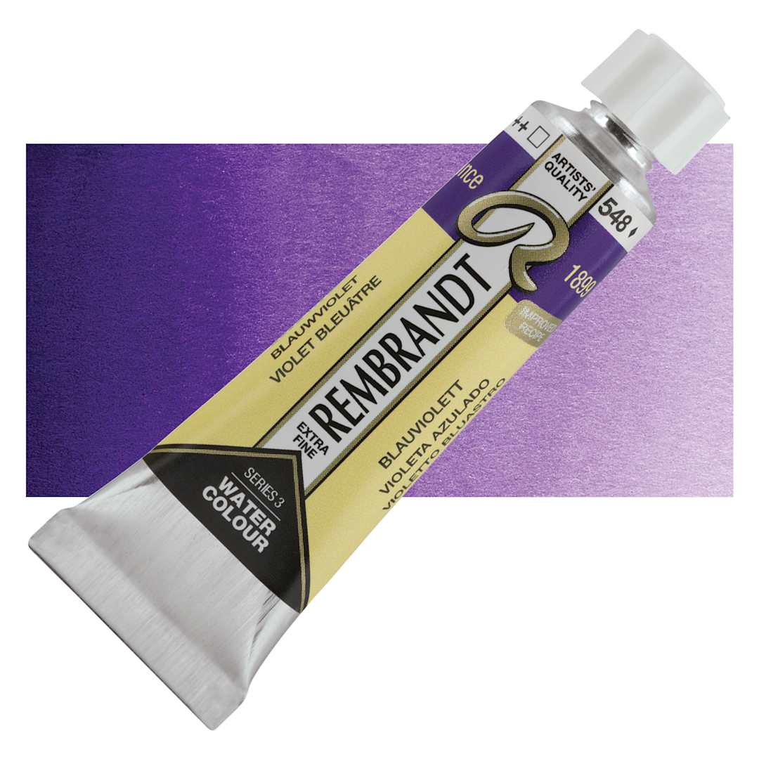 Open in modal - Rembrandt Artist Watercolor - Blue Violet, 10 ml tube and swatch