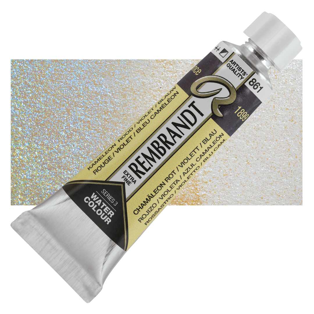 Open in modal - Rembrandt Artist Watercolor - Chameleon Red Violet Blue, 10 ml tube and swatch