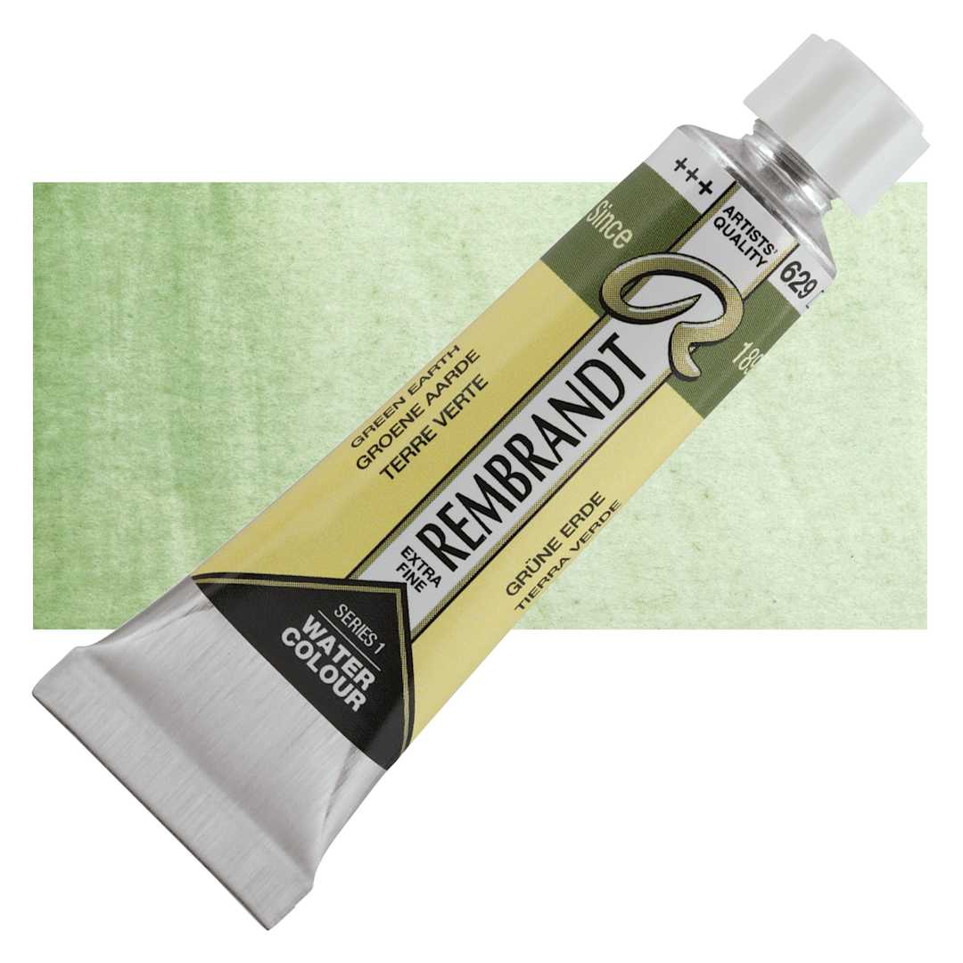 Open in modal - Rembrandt Artist Watercolor - Green Earth, 10 ml tube and swatch