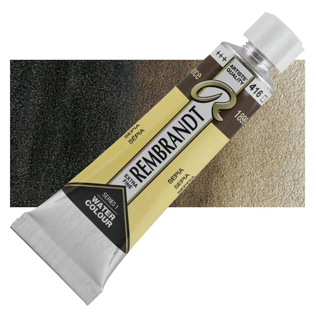 Open in modal - Rembrandt Artist Watercolor - Sepia, 10 ml tube and swatch