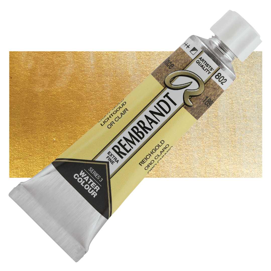 Open in modal - Rembrandt Artist Watercolor - Light Gold, 10 ml tube and swatch