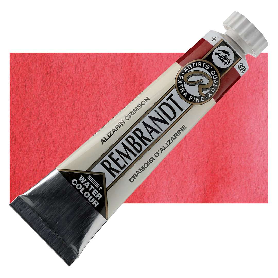 Open in modal - Rembrandt Artist Watercolor - Alizarin Crimson, 20 ml Tube and swatch
