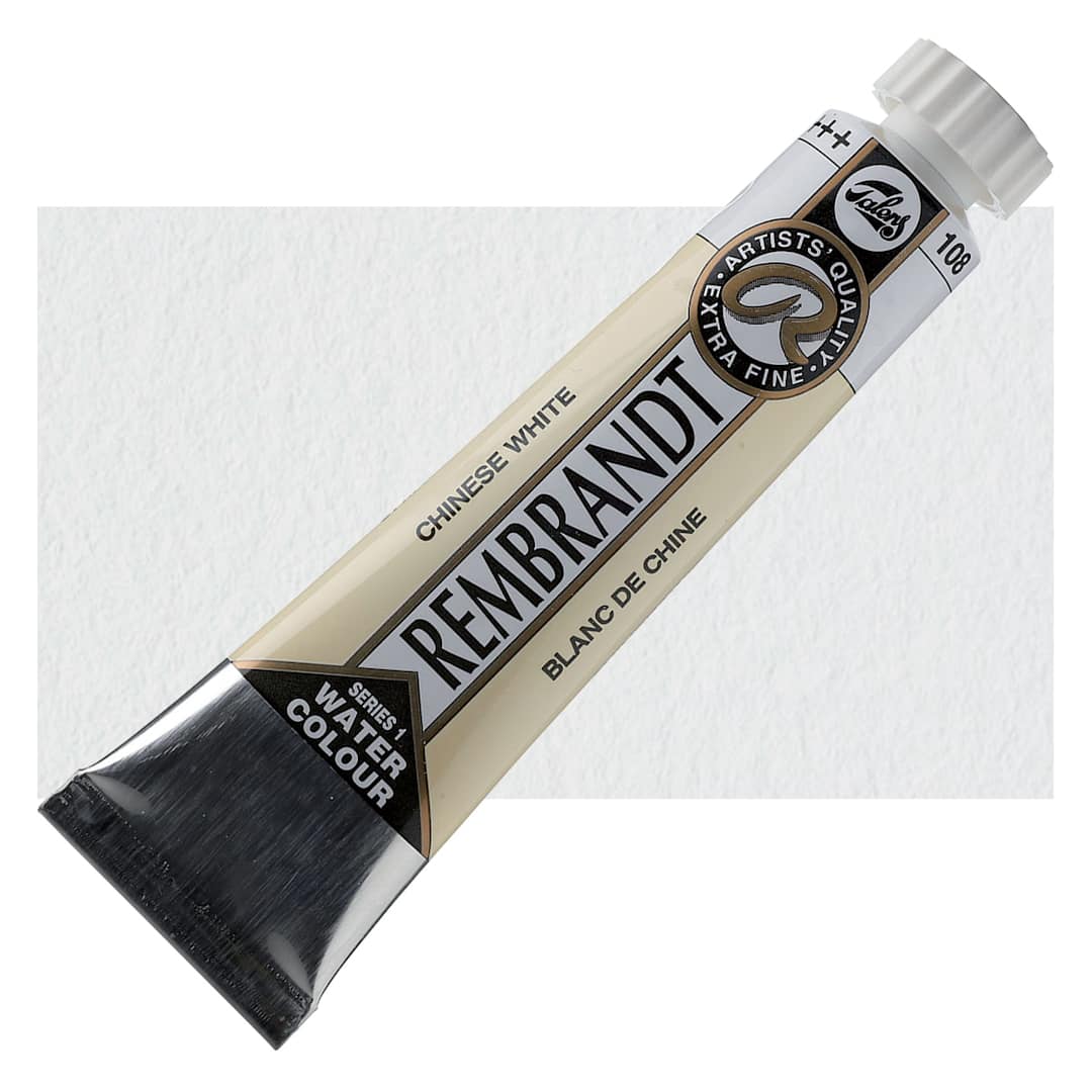 Open in modal - Rembrandt Artist Watercolor - Chinese White, 20 ml tube and swatch