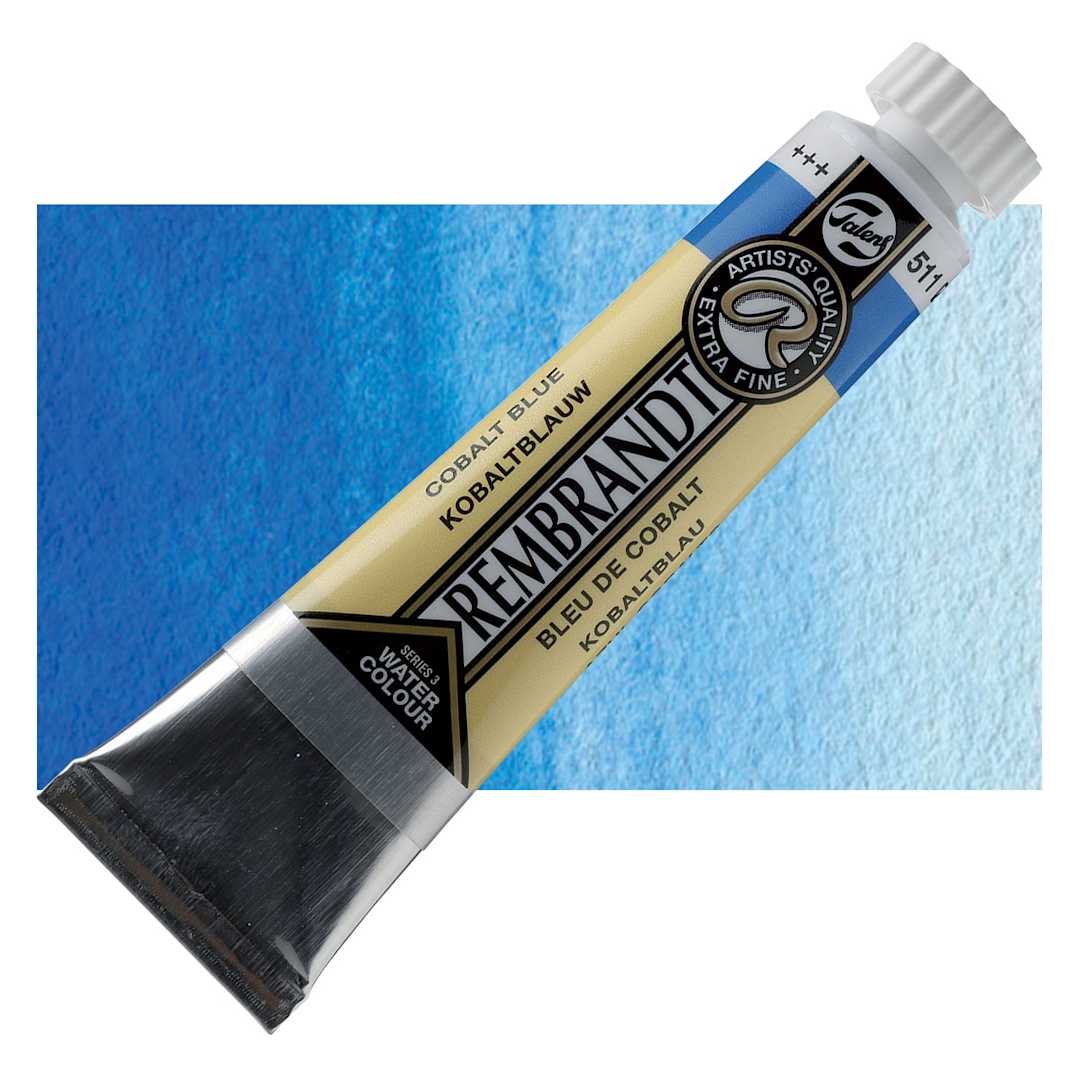 Open in modal - Rembrandt Artist Watercolor - Cobalt Blue, 20 ml tube and swatch