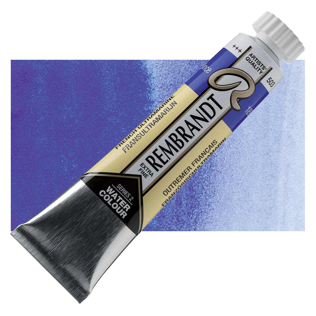 Open in modal - Rembrandt Artist Watercolor - French Ultramarine, 20 ml tube and swatch
