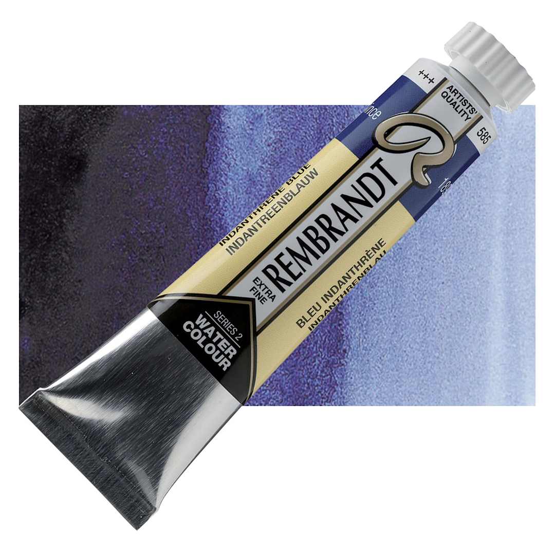 Open in modal - Rembrandt Artist Watercolor - Indanthrene Blue, 20 ml tube and swatch