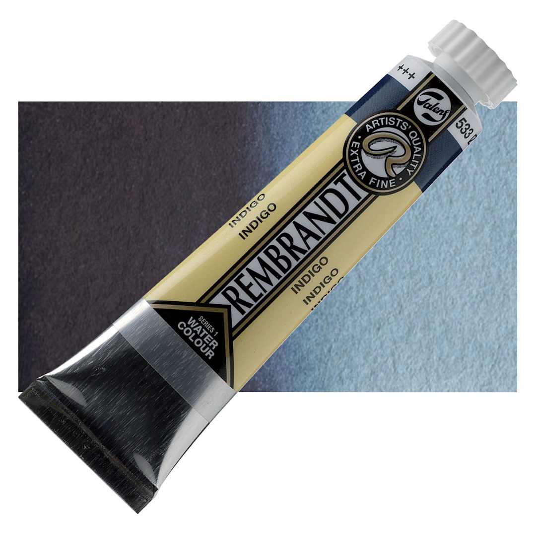 Open in modal - Rembrandt Artist Watercolor - Indigo, 20 ml tube and swatch