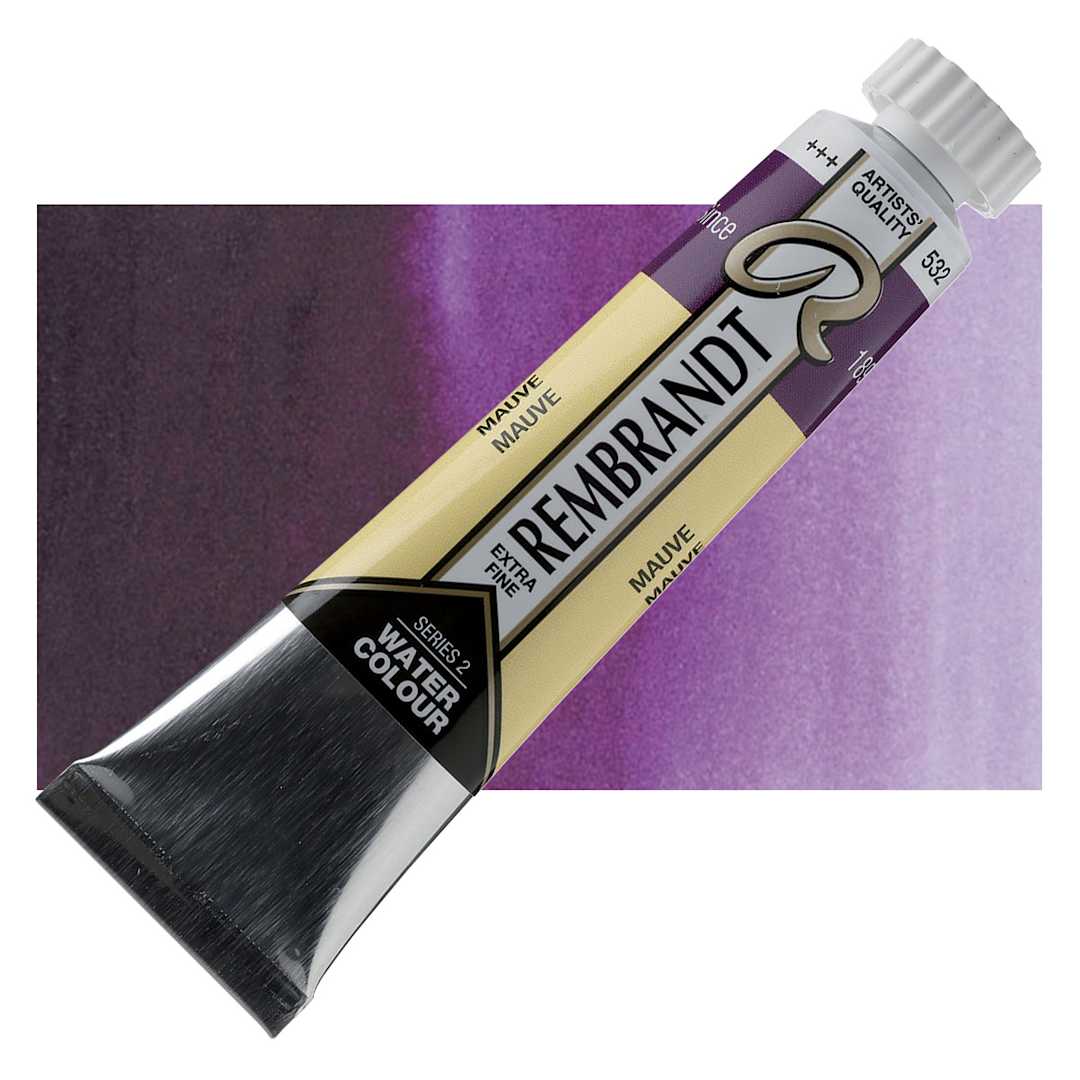 Open in modal - Rembrandt Artist Watercolor - Mauve, 20 ml Tube and swatch