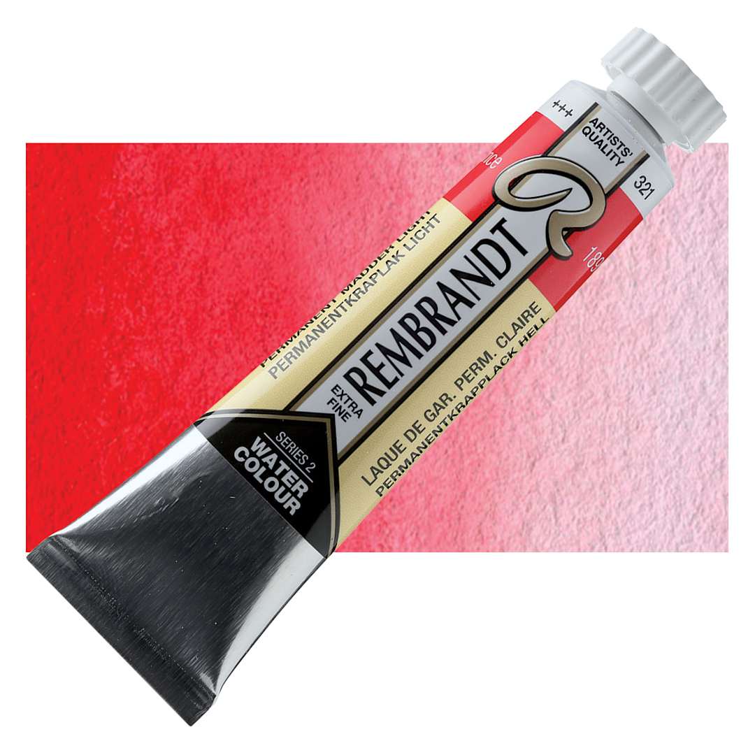 Open in modal - Rembrandt Artist Watercolor - Permanent Madder Lake Light, 20 ml tube and swatch