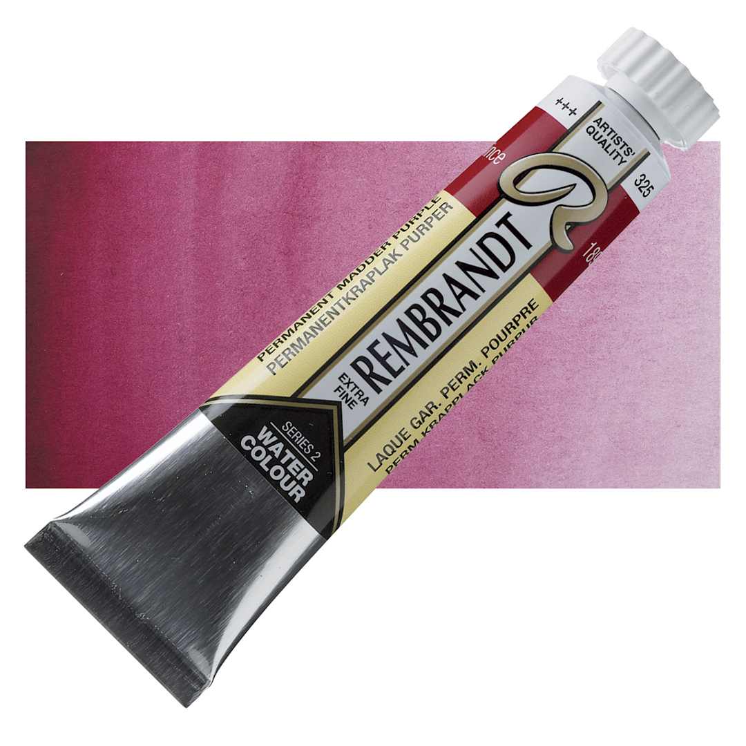 Open in modal - Rembrandt Artist Watercolor - Permanent Madder Lake Purple, 20 ml tube and swatch