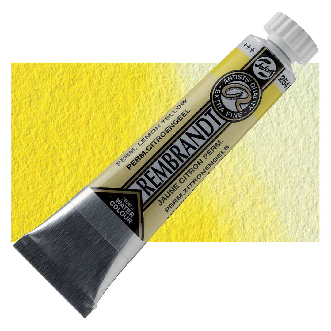 Open in modal - Rembrandt Artist Watercolor - Permanent Yellow Lemon, 20 ml tube and swatch