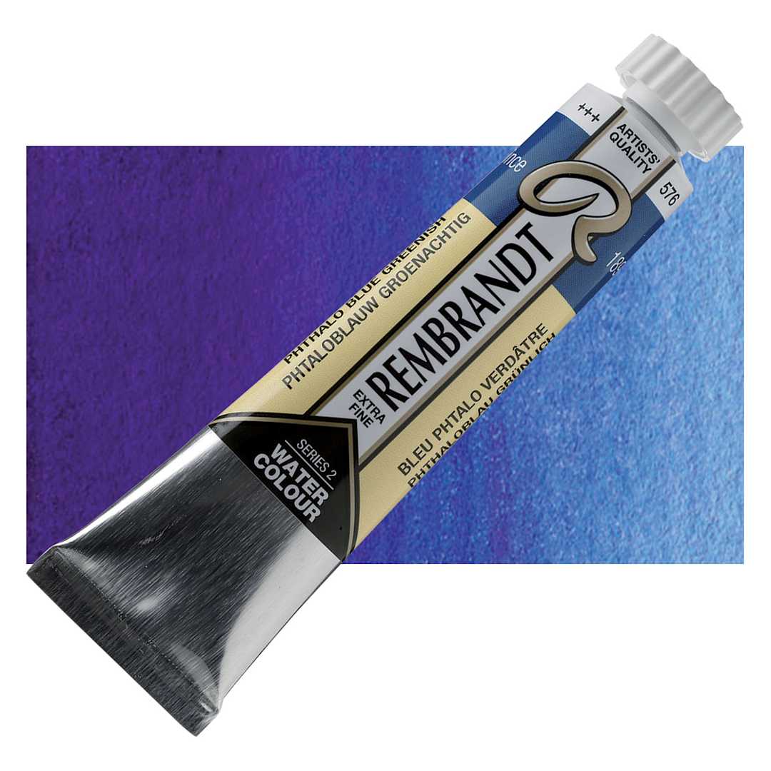 Open in modal - Rembrandt Artist Watercolor - Phthalo Blue Red, 20 ml tube and swatch