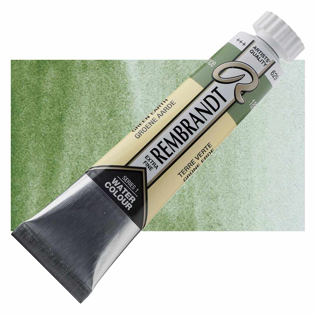 Open in modal - Rembrandt Artist Watercolor - Green Earth, 20 ml tube and swatch