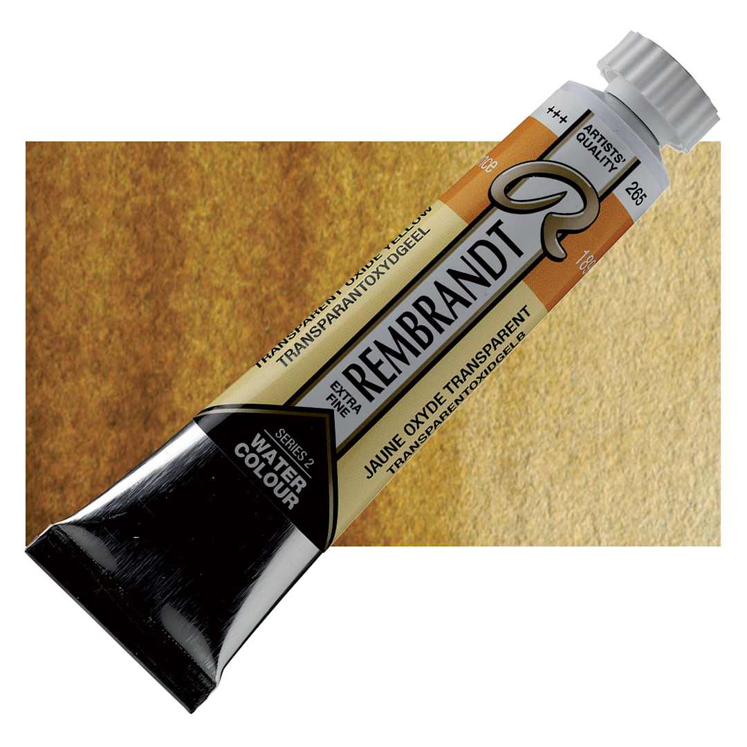 Open in modal - Rembrandt Artist Watercolor - Transparent Oxide Yellow, 20 ml tube and swatch