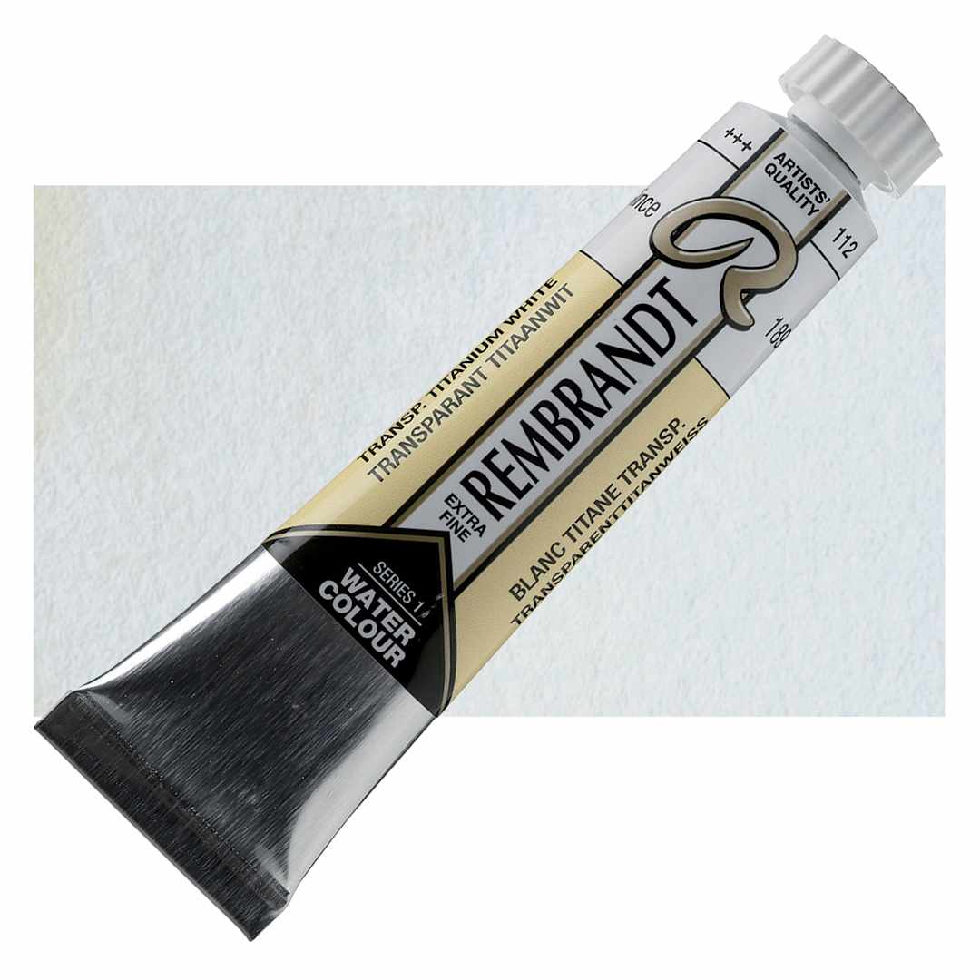 Open in modal - Rembrandt Artist Watercolor - Transparent Titanium White, 20 ml tube and swatch