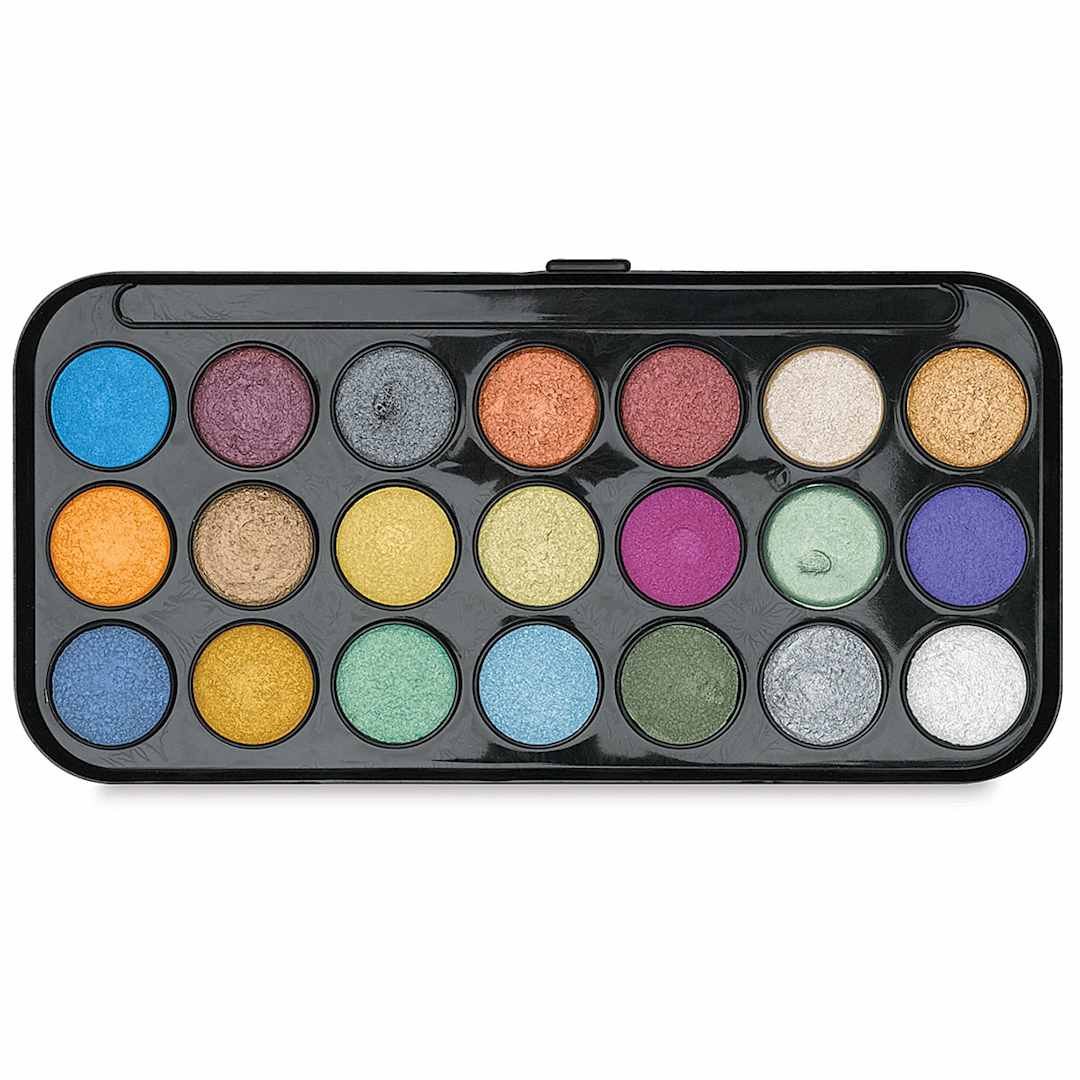 Open in modal - Niji Pearlescent Watercolor Pans - Assorted, Set of 21 colors, Pans