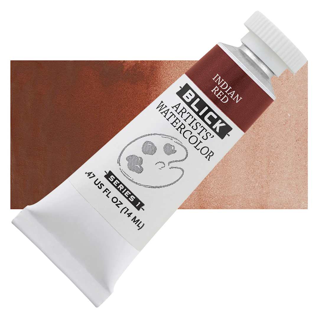 Open in modal - Blick Artists' Watercolor - Indian Red, 14 ml tube and swatch