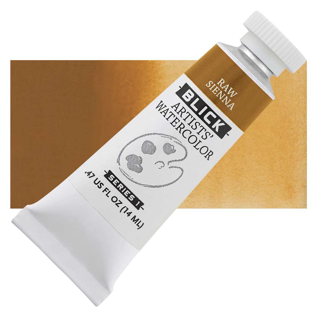 Open in modal - Blick Artists' Watercolor - Raw Sienna, 14 ml tube and swatch