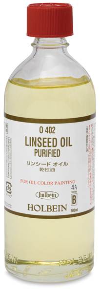 Open in modal - Holbein Purified Linseed Oil - Front of 200 ml bottle