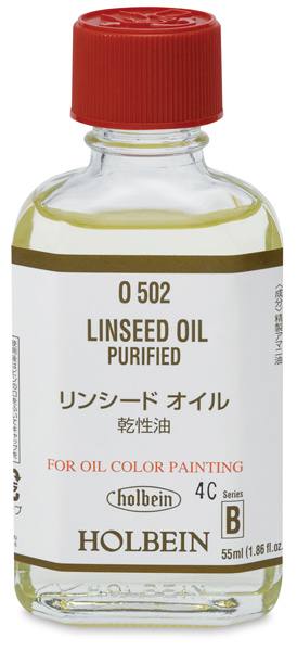 Open in modal - Holbein Purified Linseed Oil - Front of 55 ml bottle
