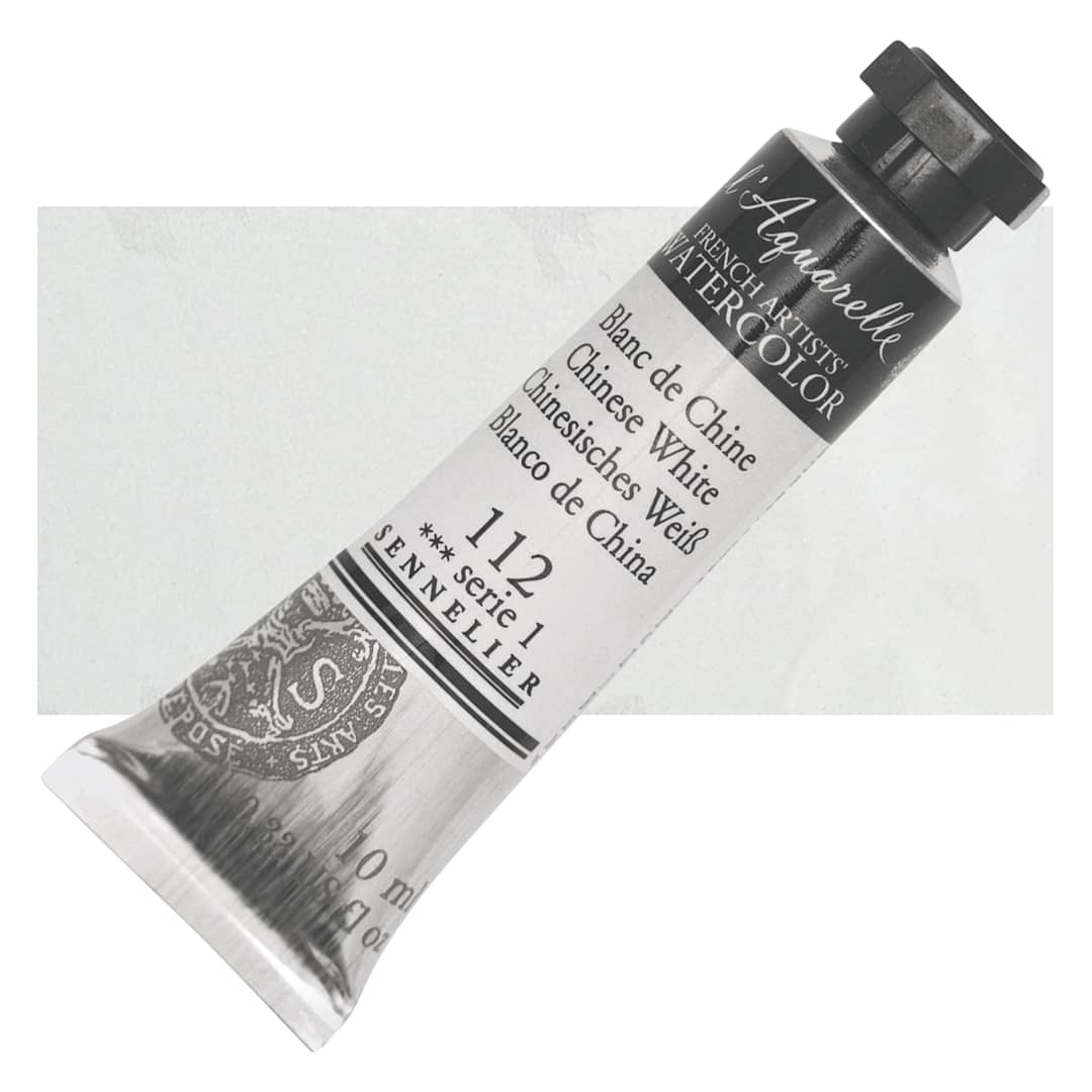 Open in modal - Sennelier French Artists' Watercolor - Chinese White, 10 ml, Tube and swatch