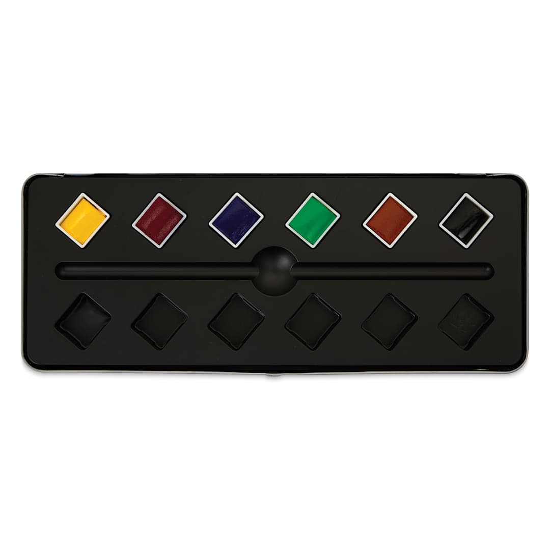 Open in modal - Sennelier French Artists' Watercolors - Set of 6, Metal Case, Half Pan