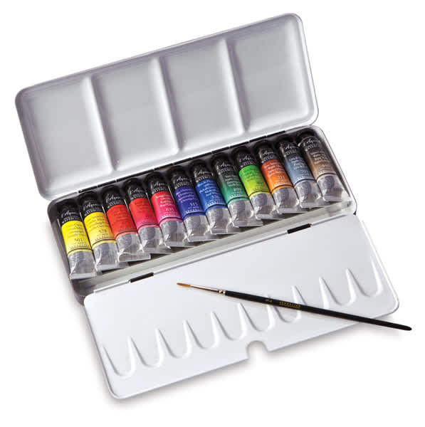 Open in modal - Sennelier French Artists' Watercolor Set - Metal Case, Set of 12 colors, 10 ml tubes