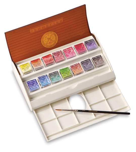 Open in modal - Sennelier French Artists' Watercolor Set - Travel, Set of 14 colors, half pans