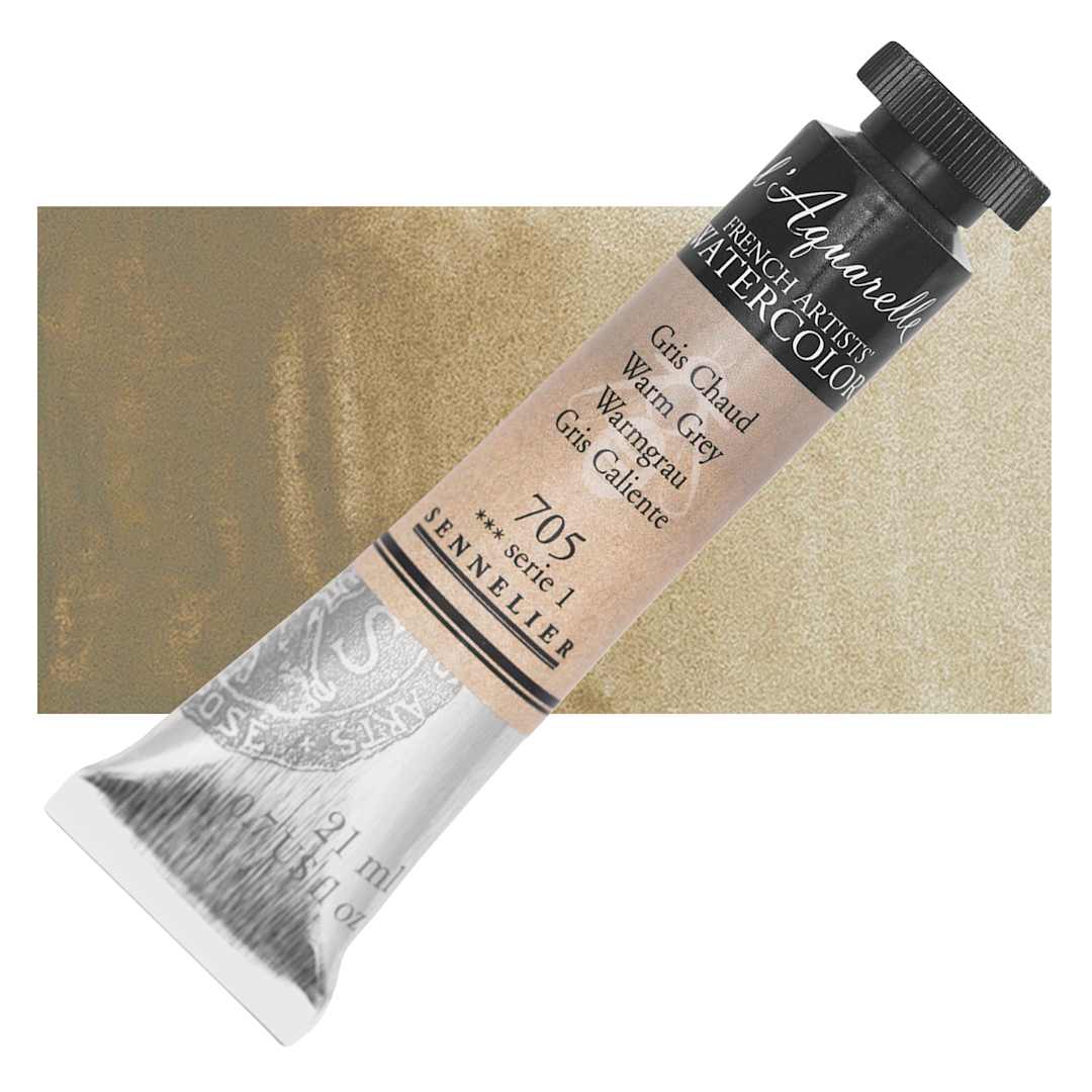 Open in modal - Sennelier French Artists' Watercolor - Warm Grey, 21 ml Tube and swatch