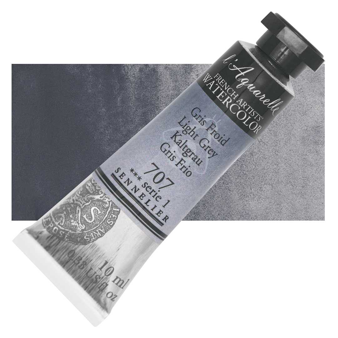 Open in modal - Sennelier French Artists' Watercolor - Light Grey, 10 ml, Tube and swatch