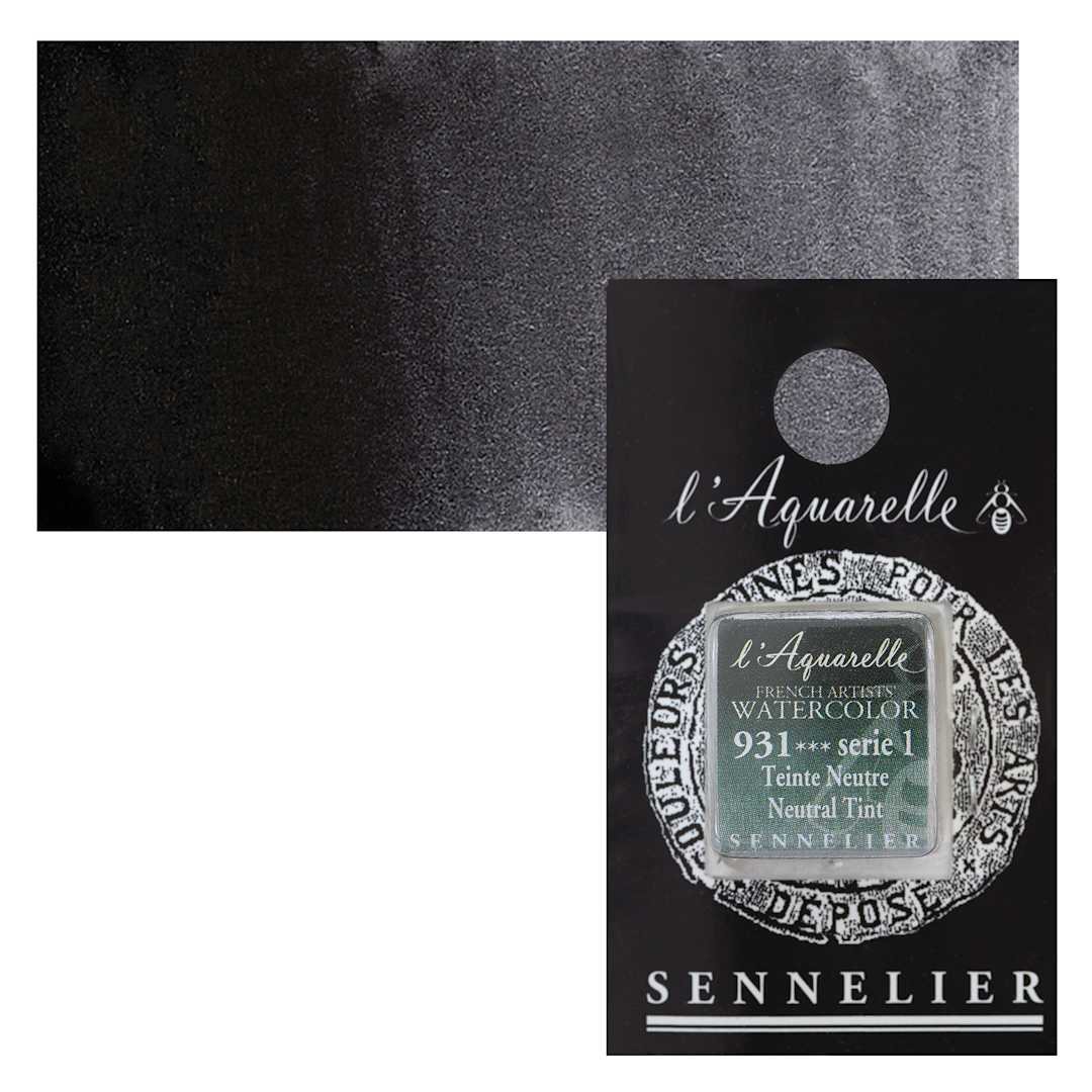 Open in modal - Sennelier French Artists' Watercolor - Neutral Tint, Half Pan and swatch