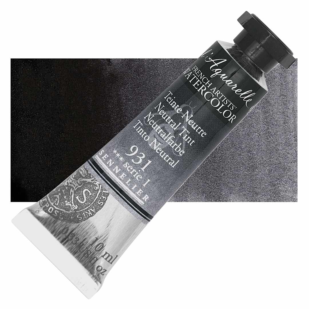 Open in modal - Sennelier French Artists' Watercolor - Neutral Tint, 10 ml, Tube and swatch