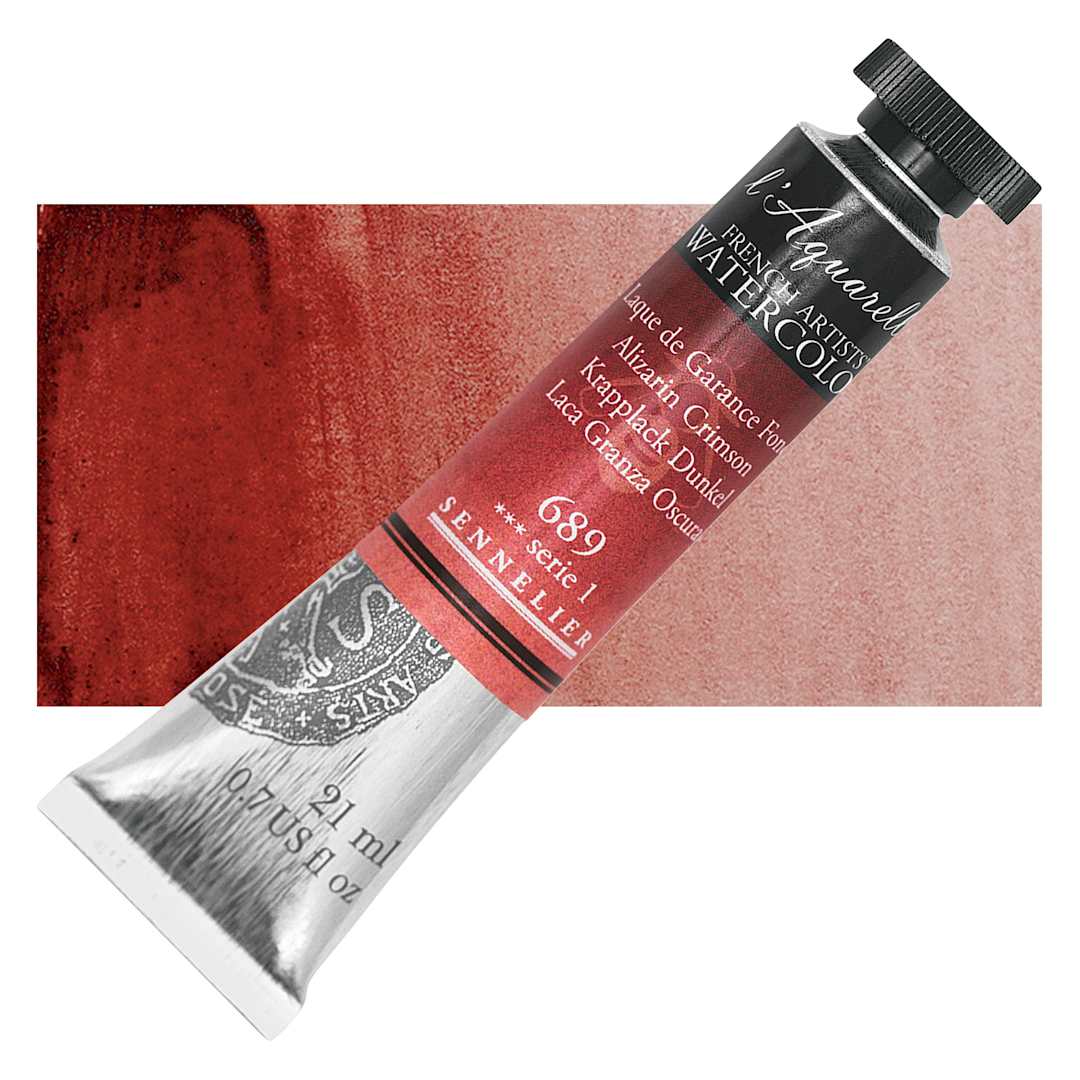 Open in modal - Sennelier French Artists' Watercolor - Alizarin Crimson, 21 ml, Tube and swatch
