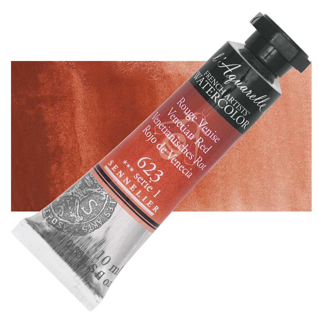 Open in modal - Sennelier French Artists' Watercolor - Venetian Red, 10 ml Tube and swatch