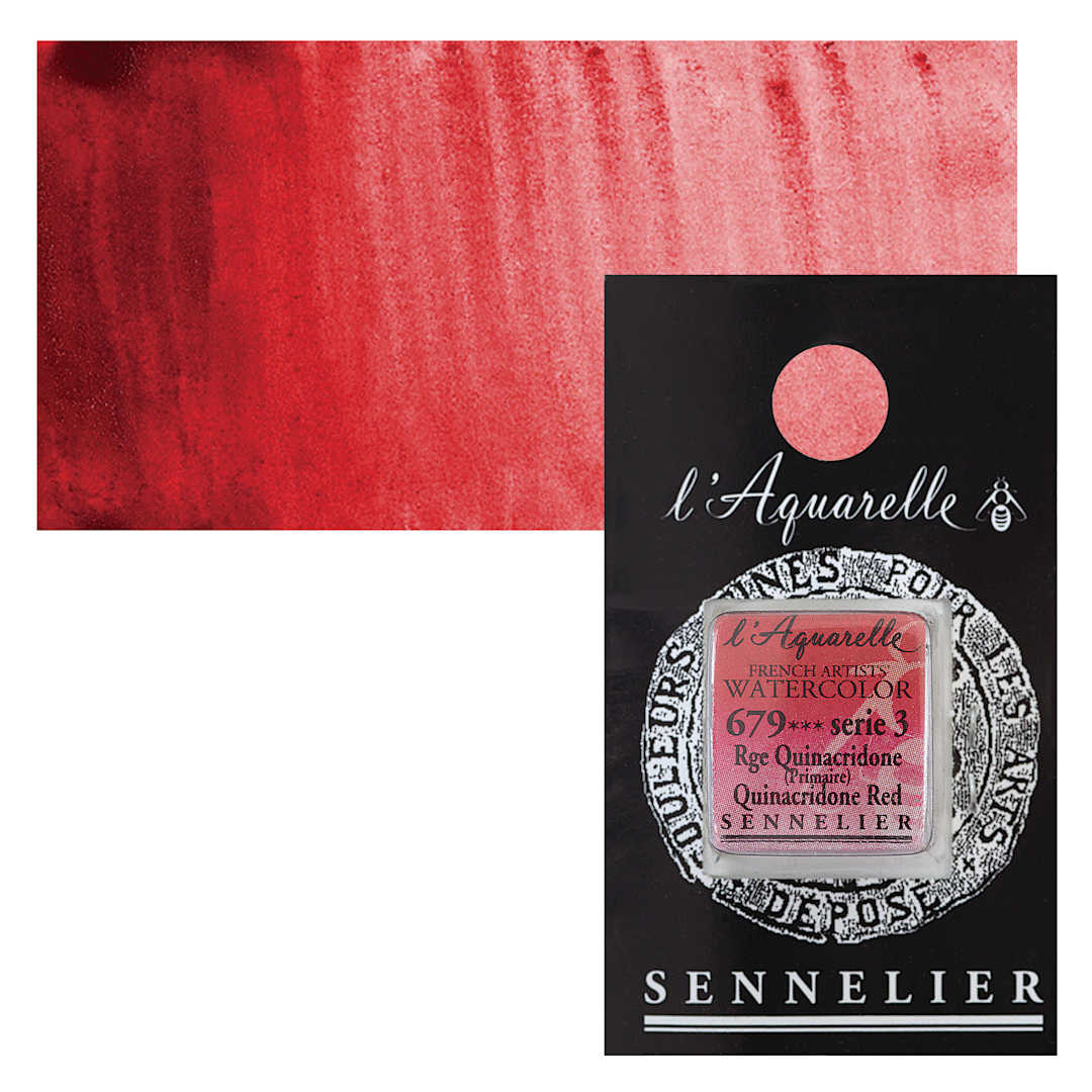 Open in modal - Sennelier French Artists' Watercolor - Quinacridone Red, Half Pan and swatch