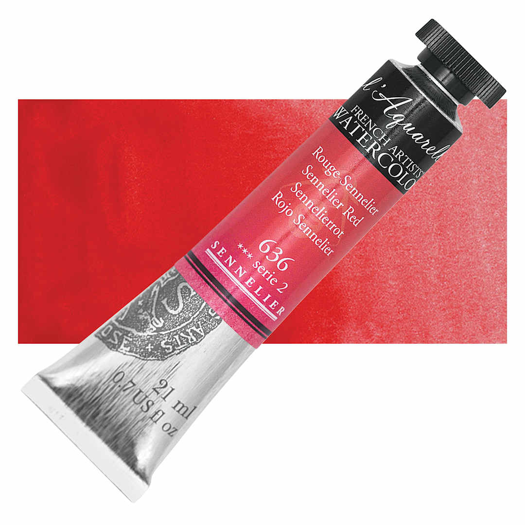 Open in modal - Sennelier French Artists' Watercolor - Sennelier Red, 21 ml Tube and swatch