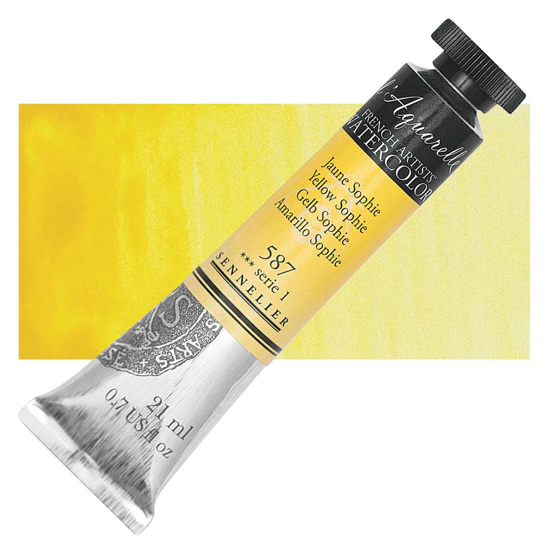 Open in modal - Sennelier French Artists' Watercolor - Yellow Sophie, 21 ml Tube and swatch