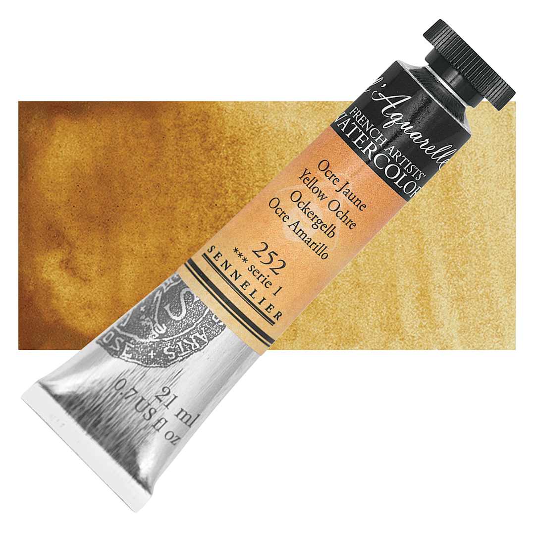 Open in modal - Sennelier French Artists' Watercolor - Yellow Ochre, 21 ml Tube and swatch