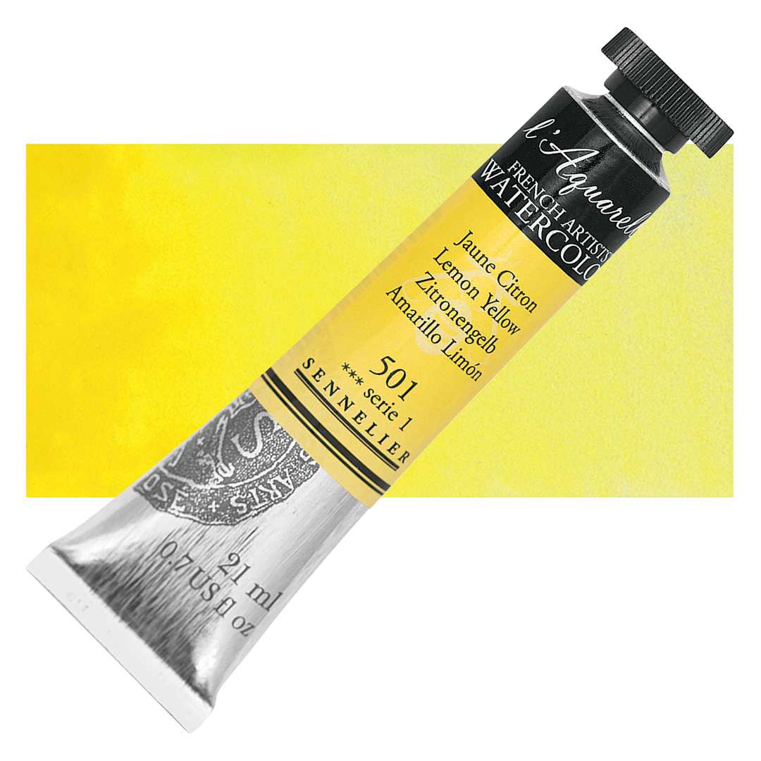 Open in modal - Sennelier French Artists' Watercolor - Lemon Yellow, 21 ml, Tube and swatch