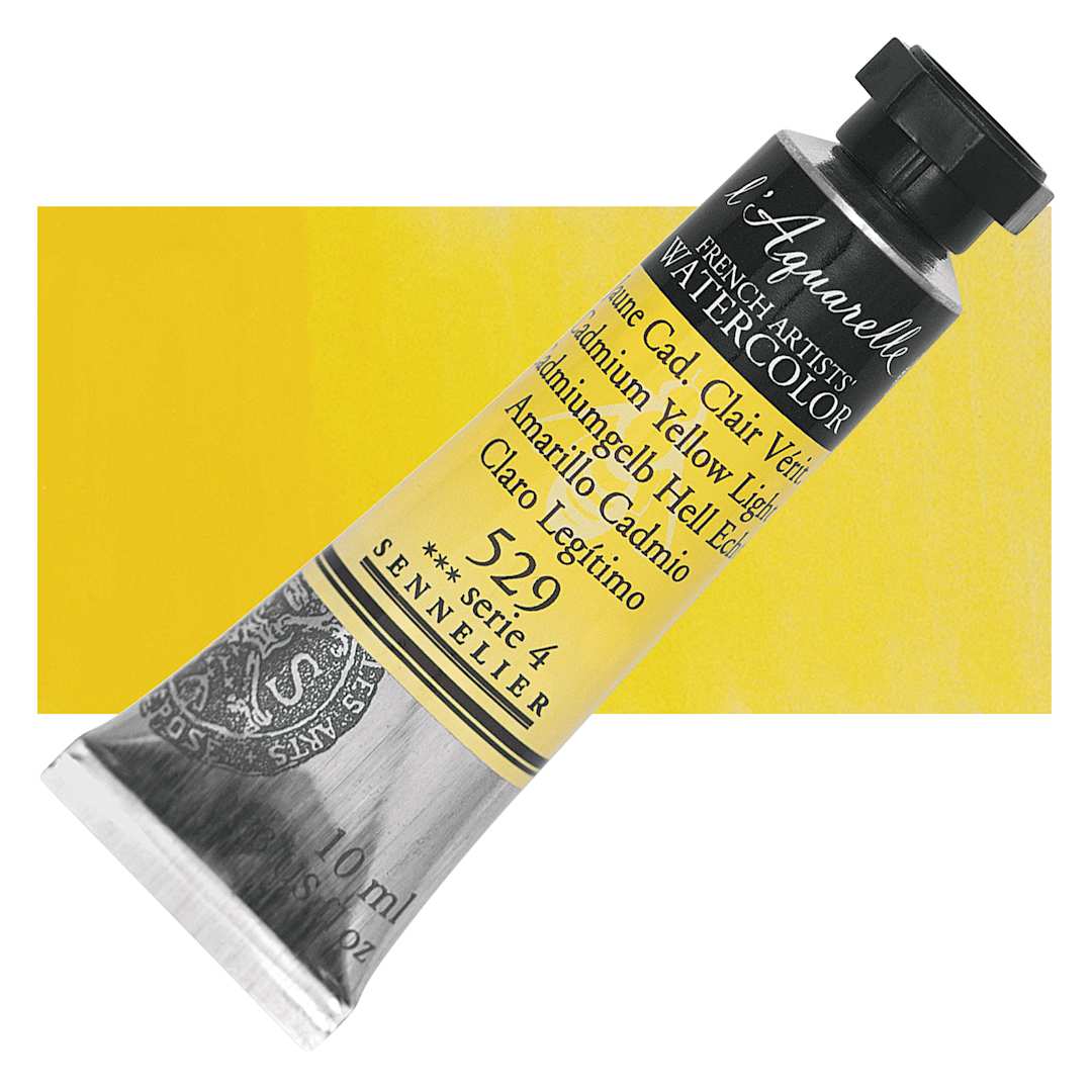 Open in modal - Sennelier French Artists' Watercolor - Cadmium Yellow Light, 10 ml, Tube and swatch