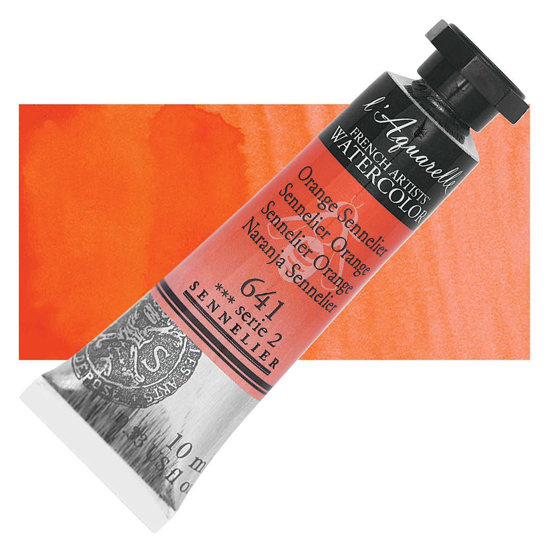 Open in modal - Sennelier French Artists' Watercolor - Sennelier Orange, 10 ml, Tube and swatch