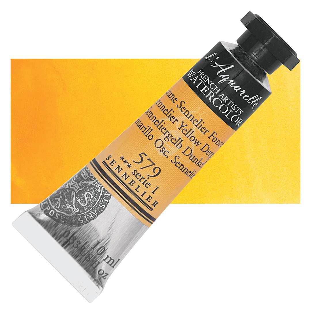 Open in modal - Sennelier French Artists' Watercolor - Sennelier Yellow Deep, 10 ml Tube and swatch
