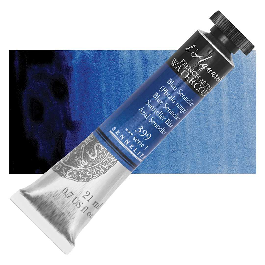 Open in modal - Sennelier French Artists' Watercolor - Blue Sennelier, 21 ml, Tube and swatch
