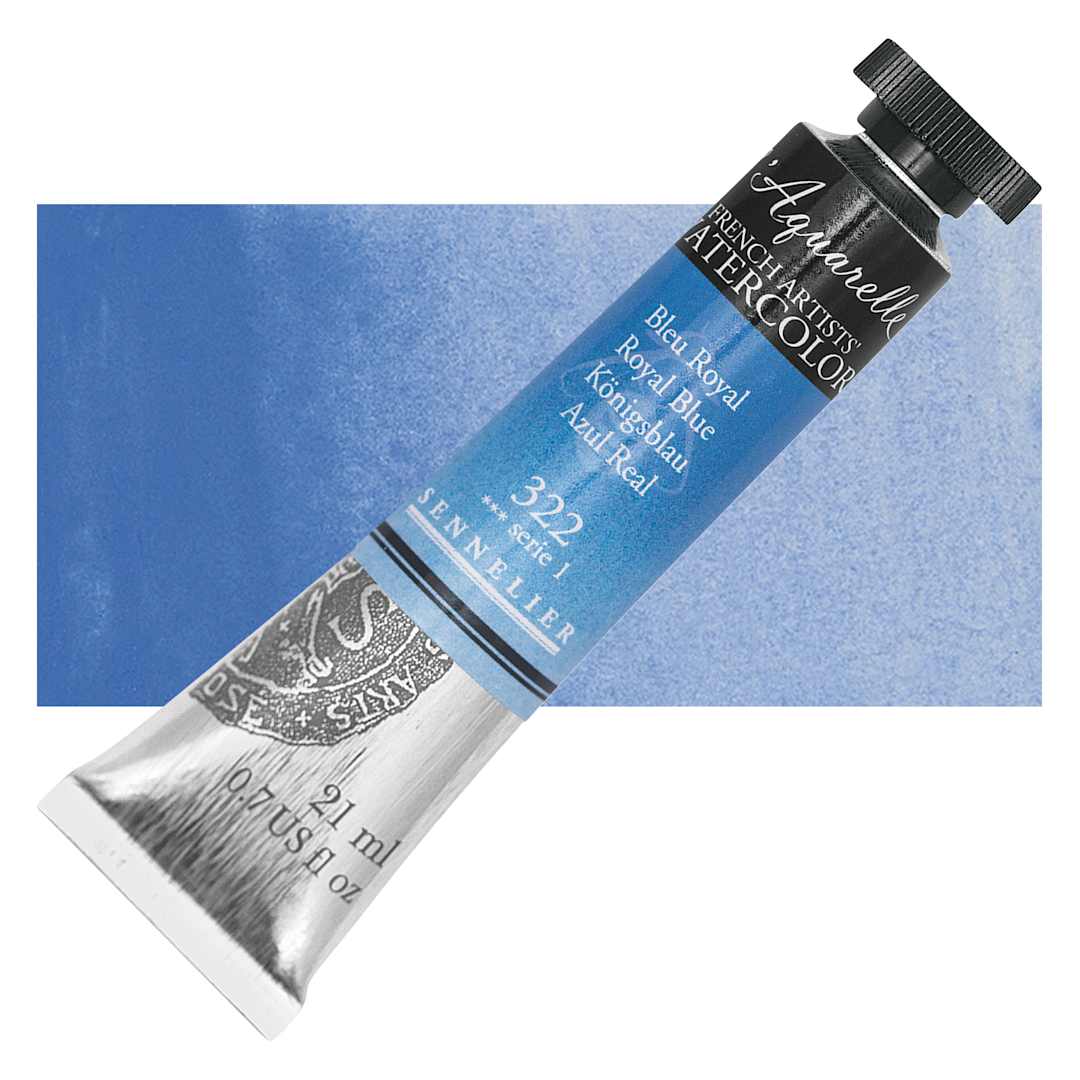 Open in modal - Sennelier French Artists' Watercolor - Royal Blue, 21 ml Tube and swatch