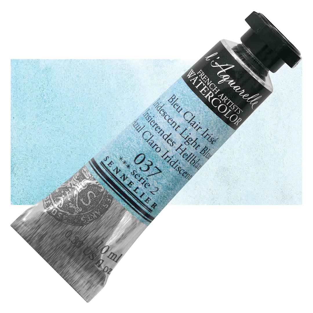 Open in modal - Sennelier French Artists' Watercolor - Iridescent Light Blue, 10 ml Tube and Swatch
