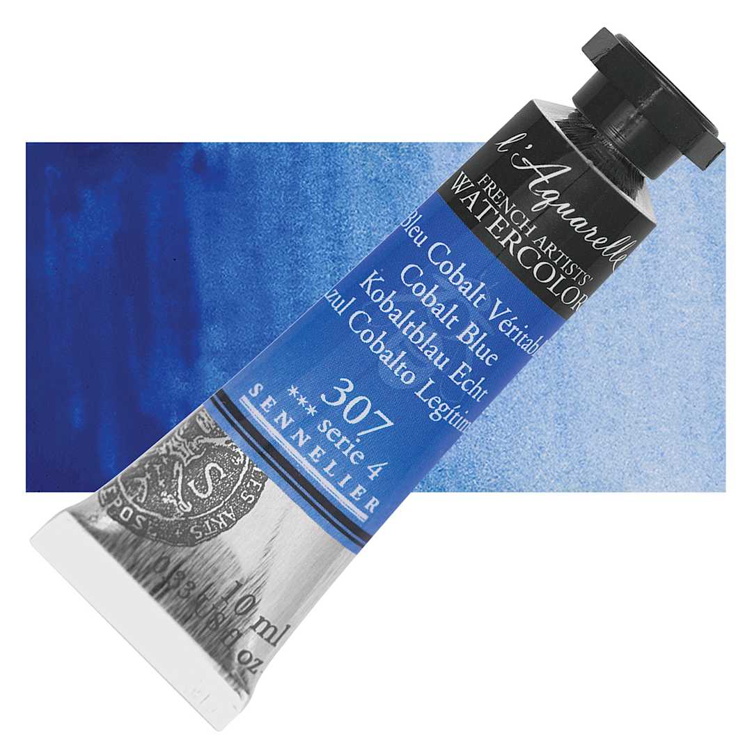 Open in modal - Sennelier French Artists' Watercolor - Cobalt Blue, 10 ml, Tube and swatch