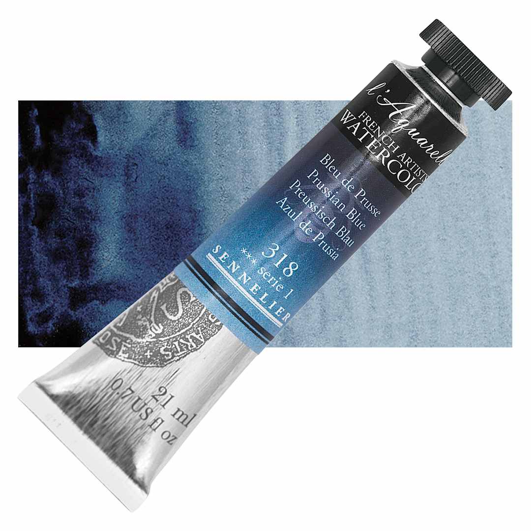 Open in modal - Sennelier French Artists' Watercolor - Prussian Blue, 21 ml Tube and swatch